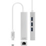 Nanocable Conversor USB-C a Ethernet Gigabit + 3xUSB 3.0, Plata, 15 cm